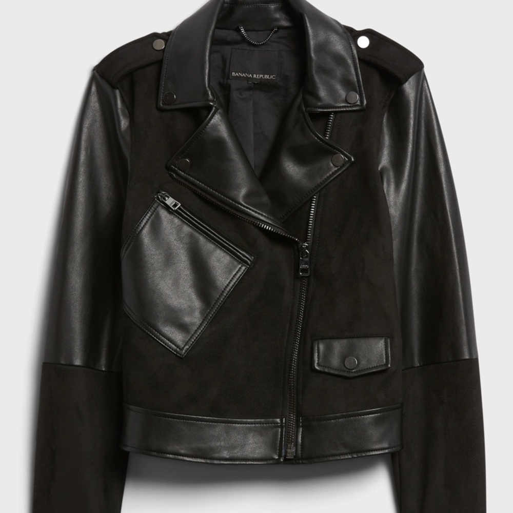 Vegan Suede / Leather Moto Jacket